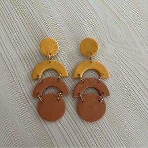 Pennyclays Mustard Yellow Clay Statement Earrings
